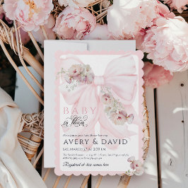 Baby i Bloom Bow Vår Garden Girl Baby Shower Inbjudningar