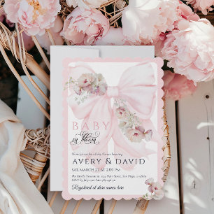Baby i Bloom Bow Vår Garden Girl Baby Shower Inbjudningar