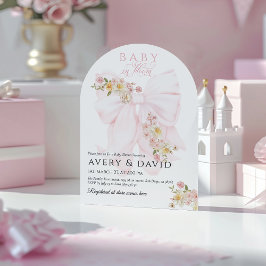 Baby i Bloom Bow Vår Garden Girl Baby Shower Inbjudningar