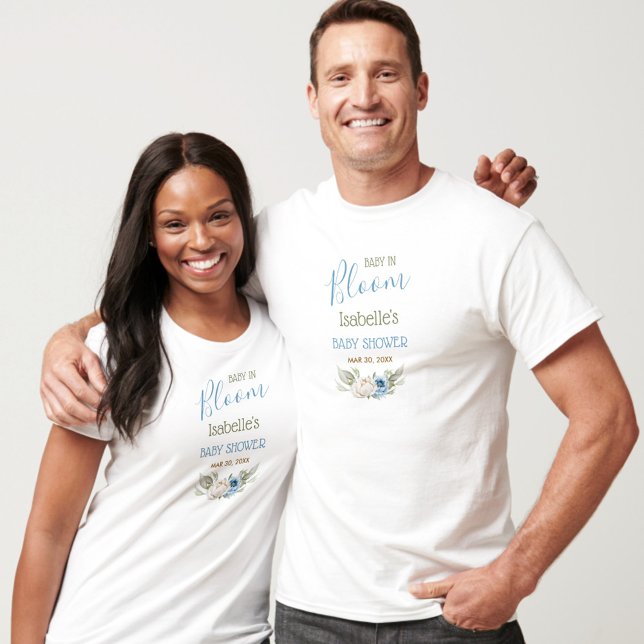 Baby i Bloom Boy Baby Shower-föräldrar T Shirt (Baby In Bloom Boy Baby Shower Parents T-Shirt)