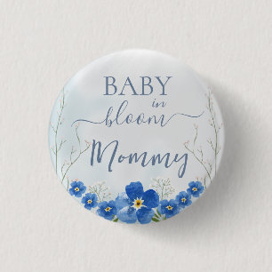 Baby i Bloom Boy Blue Blommigt Shower Mamma Knapp