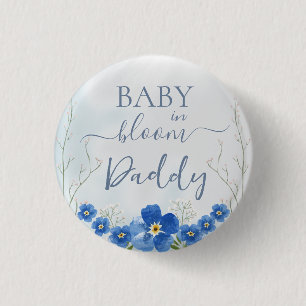 Baby i Bloom Boy Blue Blommigt Shower pappa Knapp