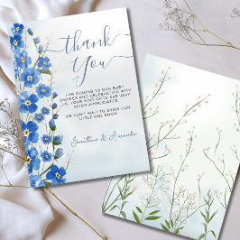 Baby i Bloom Boy Blue Blommigt Shower Tack Kort