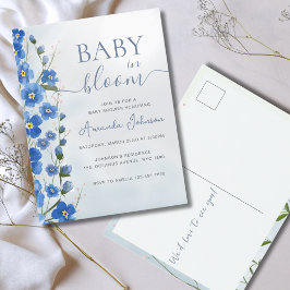 Baby i Bloom Boy Blue Blommigt Shower Vykort