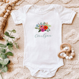 Baby i Bloom Bright Blommigt Baby Namn T Shirt