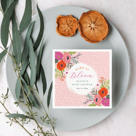 Baby i Bloom Bright Blommigt Baby Shower Pappersservett