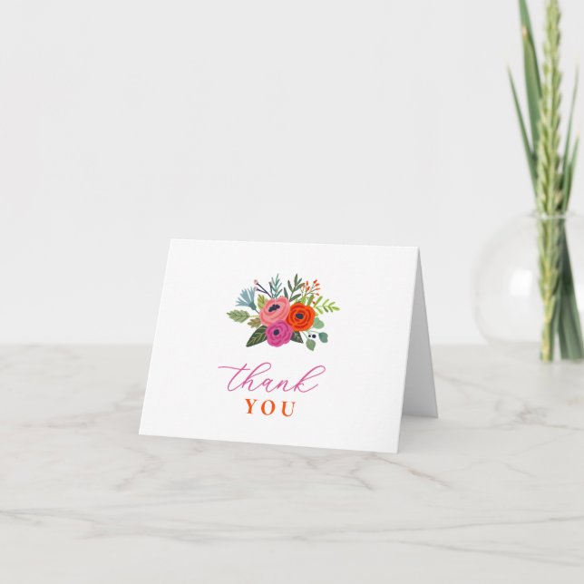 Baby i Bloom Bright Blommigt Baby Shower Tack Kort (Framsida)