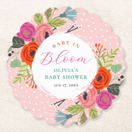 Baby i Bloom Bright Blommigt Baby Shower Underlägg Papper