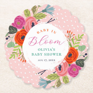 Baby i Bloom Bright Blommigt Baby Shower Underlägg Papper