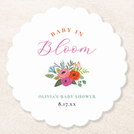 Baby i Bloom Bright Blommigt Baby Shower Underlägg Papper