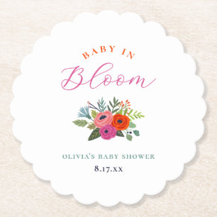 Baby i Bloom Bright Blommigt Baby Shower Underlägg Papper