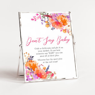 Baby i Bloom Bright Blommigt Säg inte Baby Poster