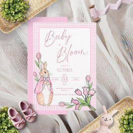 Baby i Bloom Bunny Rabbit Rosa Baby Shower Inbjudningar
