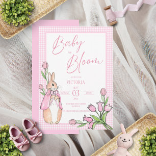 Baby i Bloom Bunny Rabbit Rosa Baby Shower Inbjudningar