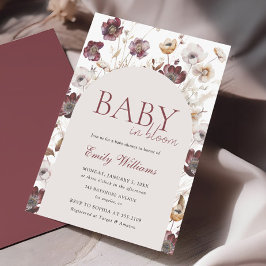 Baby i Bloom Burgundy Wildblomme Baby Shower Inbjudningar