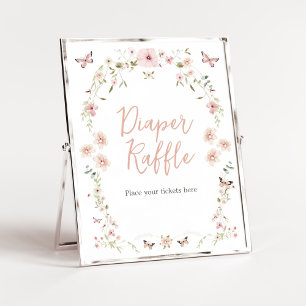 Baby i Bloom Butterfly Baby Shower Diaper Raffle Poster