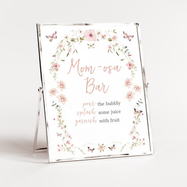Baby i Bloom Butterfly Baby Shower Mamma Osa Pub Poster (Spring Butterflies Baby Shower Mom Osa Bar Sign)