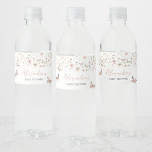 Baby i Bloom Butterfly Baby Shower Vattenflaskor Etikett