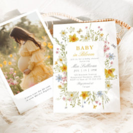 Baby i Bloom Butterfly blommigt-fotodusch för baby Inbjudningar