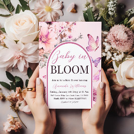 Baby i Bloom Butterfly Lila Girl Baby Shower Inbjudningar