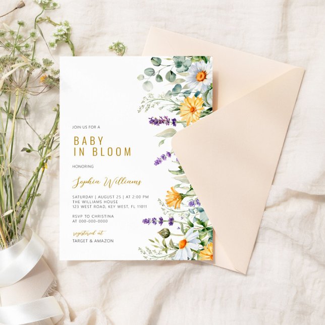 Baby i Bloom Chamomile & Eucalyptus Baby Shower Inbjudningar (Skapare uppladdad)
