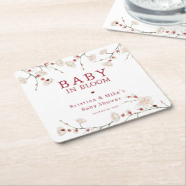 Baby i Bloom Cherry Blommar Underlägg Papper Kvadrat