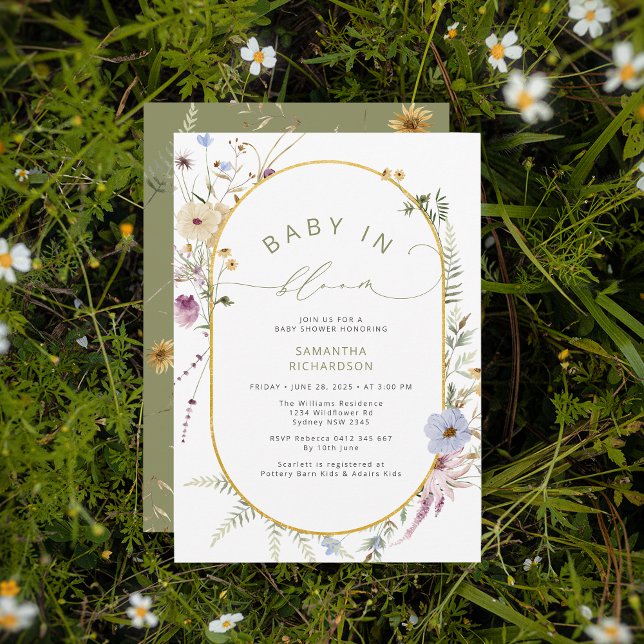 Baby i Bloom Chic WildblomBaby Shower Inbjudningar (Skapare uppladdad)