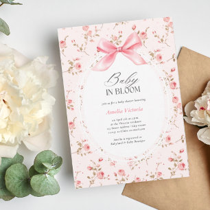 Baby i Bloom Coquette Watercolor Baby Shower Inbjudningar