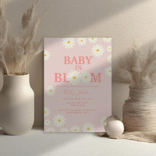 Baby i Bloom Daisy Blommigt Rosa Baby Shower Inbjudningar
