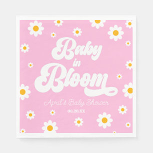 Baby i Bloom Daisy Flower Blommigt Rosa Baby Showe Pappersservett