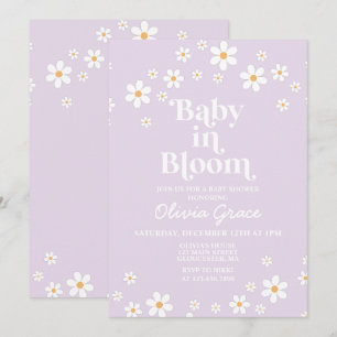 Baby i Bloom Daisy Lavender Retro Baby Shower Inbjudningar