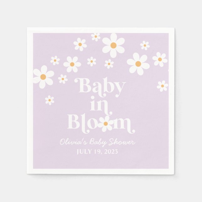 Baby i Bloom Daisy lilac Baby Shower Pappersservett (Framsidan)
