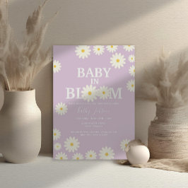 Baby i Bloom Daisy Lilac Lila Boho Baby Shower Inbjudningar