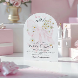 Baby i Bloom Daisy Rosa Bow Girl Baby Shower Inbjudningar