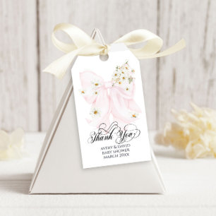 Baby i Bloom Daisy Rosa Bow Girl Baby Shower Presentetikett