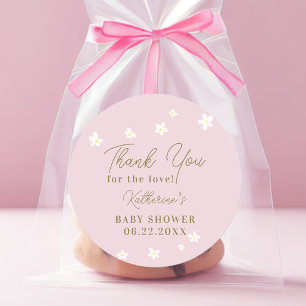 Baby i Bloom Daisy Rosa Girl Shower Tack Runt Klistermärke