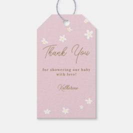 Baby i Bloom Daisy Vår Rosa Boho Girl Shower Presentetikett