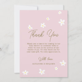 Baby i Bloom Daisy Vår Rosa Boho Girl Shower Tack Kort