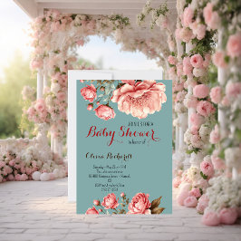 Baby i Bloom Delicate Rosa Flower Baby Shower Inbjudningar