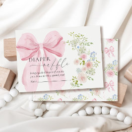 Baby i Bloom Diaper Raffle Rosa Bow Baby Shower Tilläggskort