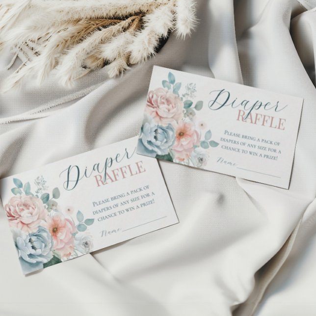 Baby i Bloom Dusty Blue Baby Shower Diaper raffle Tilläggskort (Skapare uppladdad)