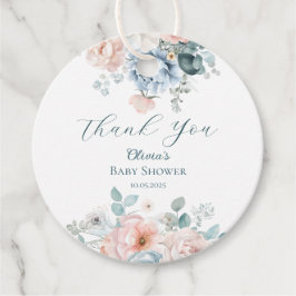 Baby i Bloom Dusty Blue Baby Shower Gåvor Etiketter