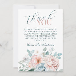 Baby i Bloom Dusty Blue Baby Shower Tack Kort
