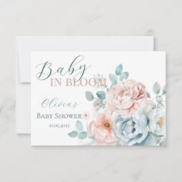 Baby i Bloom Dusty Blue Baby Shower Tack Kort