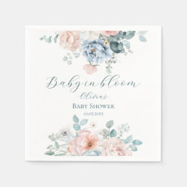 Baby i Bloom Dusty Blue Peony Baby Shower Pappersservett