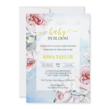 Baby i Bloom Elegant Blommigt Blue Baby Shower