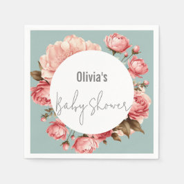 Baby i Bloom Elegant Flower Rosa Baby Shower Pappersservett