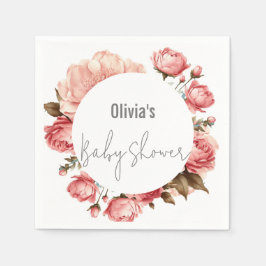 Baby i Bloom Elegant Flower Rosa Baby Shower Pappersservett