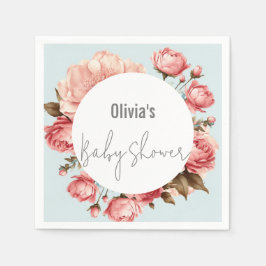 Baby i Bloom Elegant Flower Rosa Baby Shower Pappersservett