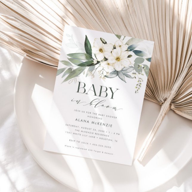 Baby i Bloom Elegant Greenery Baby Shower Inbjudningar (Skapare uppladdad)